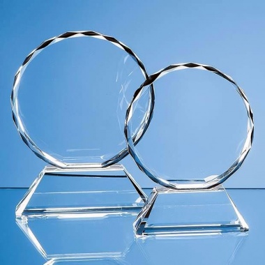 Optical Crystal Mounted Facet Circle Award 11cm