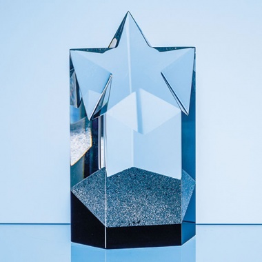 16cm Sparkling Silver Optical Crystal Star Column Award