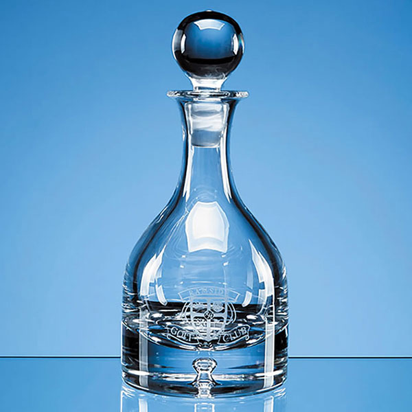Engraved Crystal Bubble Base 0.6ltr Round Wine Decanter