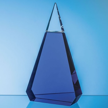 Cobalt Blue & Clear Optical Crystal Prism Award 25.5cm