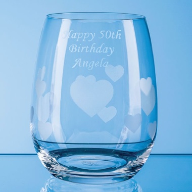 Whisky Tumbler with Frosted Hearts 335ml